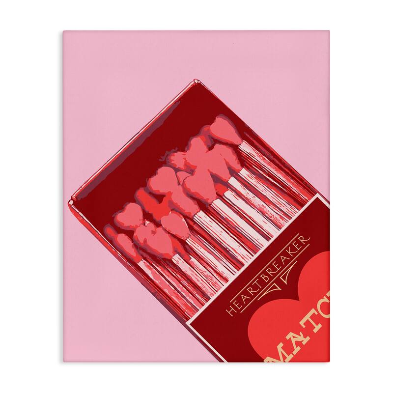 Stupell Pink Heart Shaped Matches Canvas Wall Art Design By Lil' Rue - 16 x 20