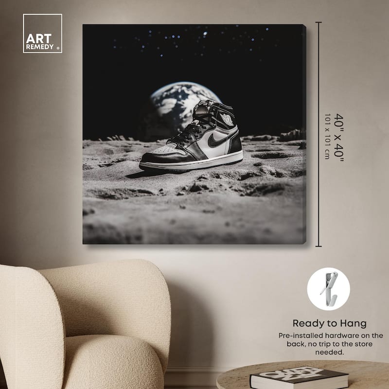 Moon Kicks Canvas by Art Remedy, Gallery Wrapped