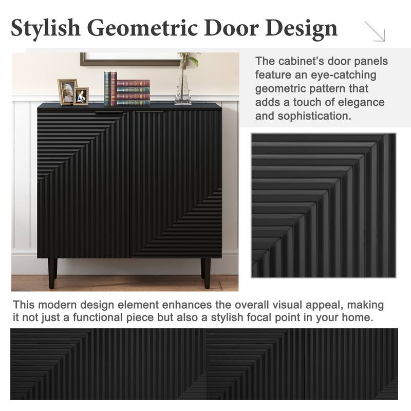 Accent Cabinet Side Cabinet with Geometric Door, Exquisite Buffet Cabinet Console Cabinet Hallway Cabinet