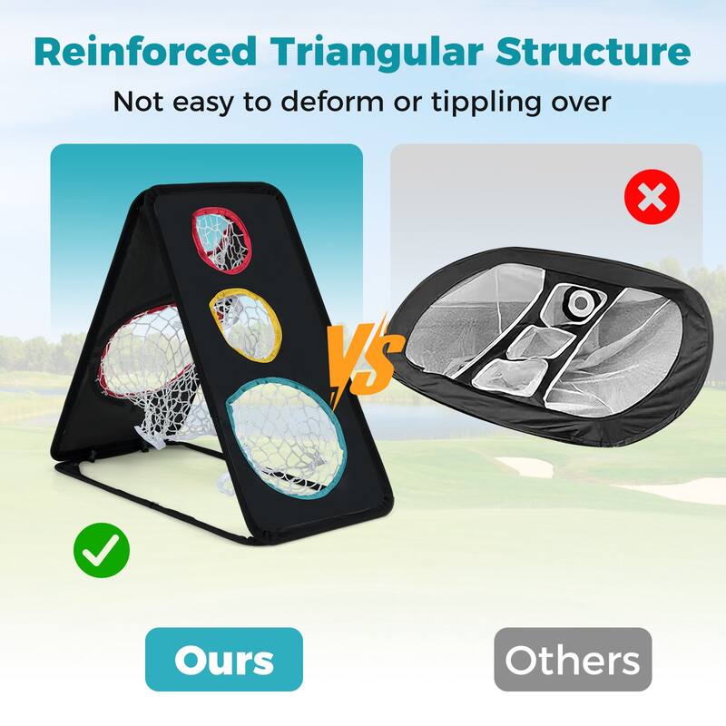 Gymax Dual-Sided Golf Chipping Net w/5 Target Holes Triangular