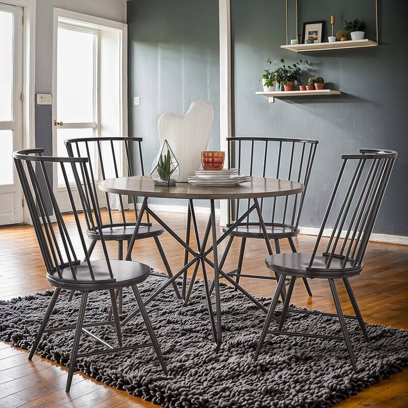 Krumlov Walnut Finish Round 5-Piece Dining Set
