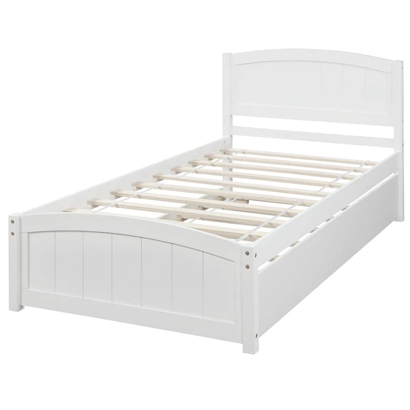 Platform Bed with Trundle Solid Construction Maximized space Health and Comfort - White