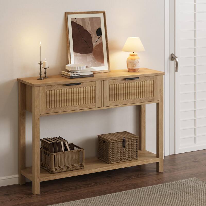 43 Inch Wood Console Table with 2 Drawers
