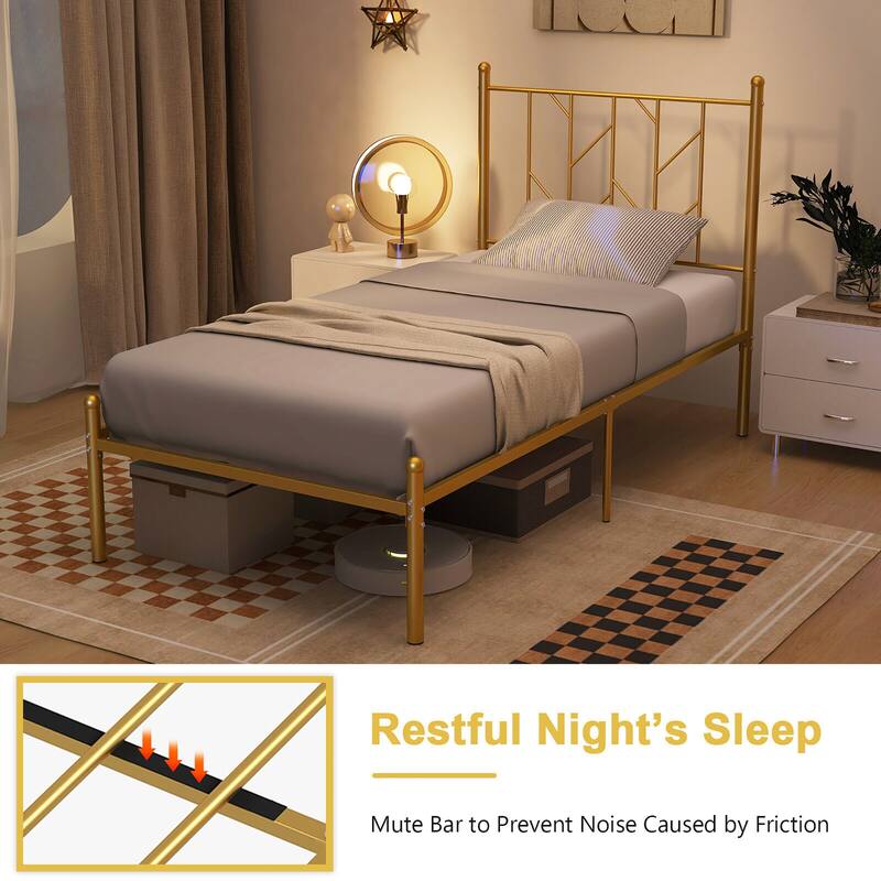 Gymax Twin Size Platform Bed Frame Heavy-duty Metal Bed Frame w/Sturdy