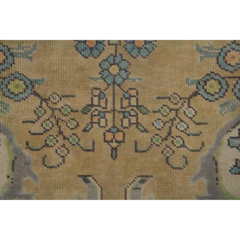 Hand Knotted Oriental 100% Wool Carpet Traditional Floral Yellow & Gold Tabriz Area Rug - 9' 4'' X 6' 7''