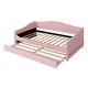 preview thumbnail 18 of 34, Teddy Fleece Twin Size Upholstered Daybed with Pull-out Trundle Bed and LED Light, Sofa Bed Frame for Bedroom Apartment