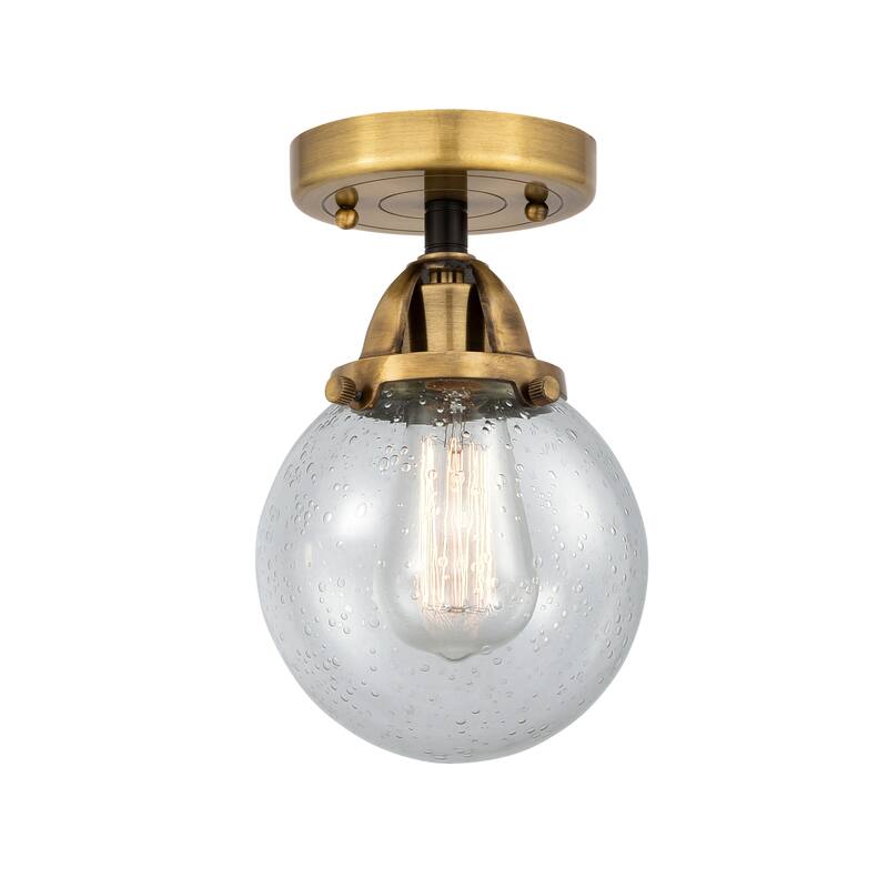 Innovations Lighting Nouveau 2 Beacon - 1 Light 6" Semi-Flush Mount - Black Antique Brass/Seedy