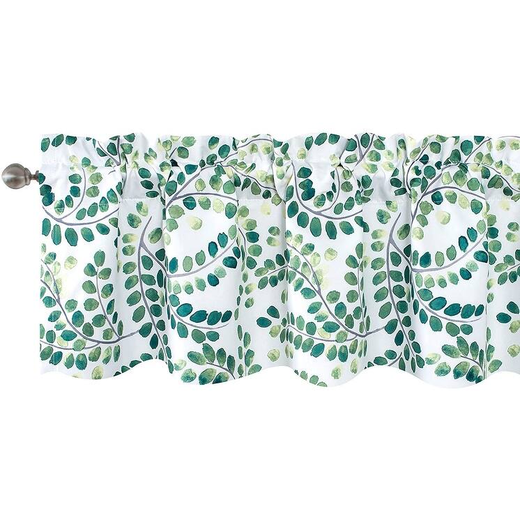 DriftAway Aleena Floral Scroll Valance 2 Layers Window Curtain Valance