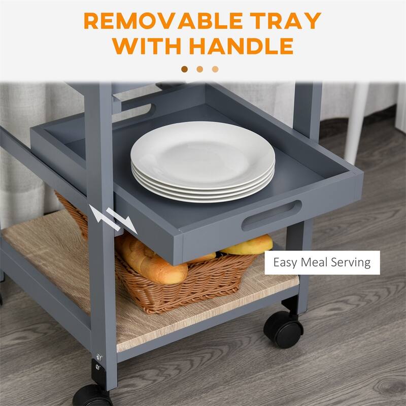 Mobile Kitchen Island Cart with Drawer and Slide-Out Storage Basket - N/A