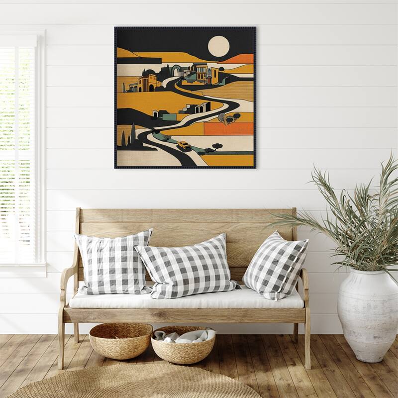 Retro Abstract Landscape by Tradelink inhouse artist Framed Canvas Wall Art Print