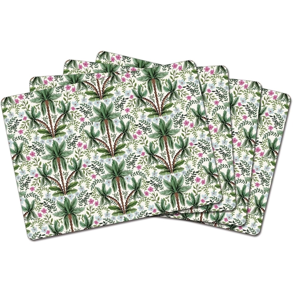 Hot Tropics Boxed Set of 4 Premium Hardboard Placemats Decorative Heat Tolerant and Easily Wipes Clean