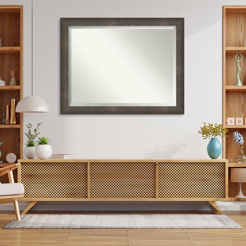 Dappled Beveled Wood Framed Wall Mirror