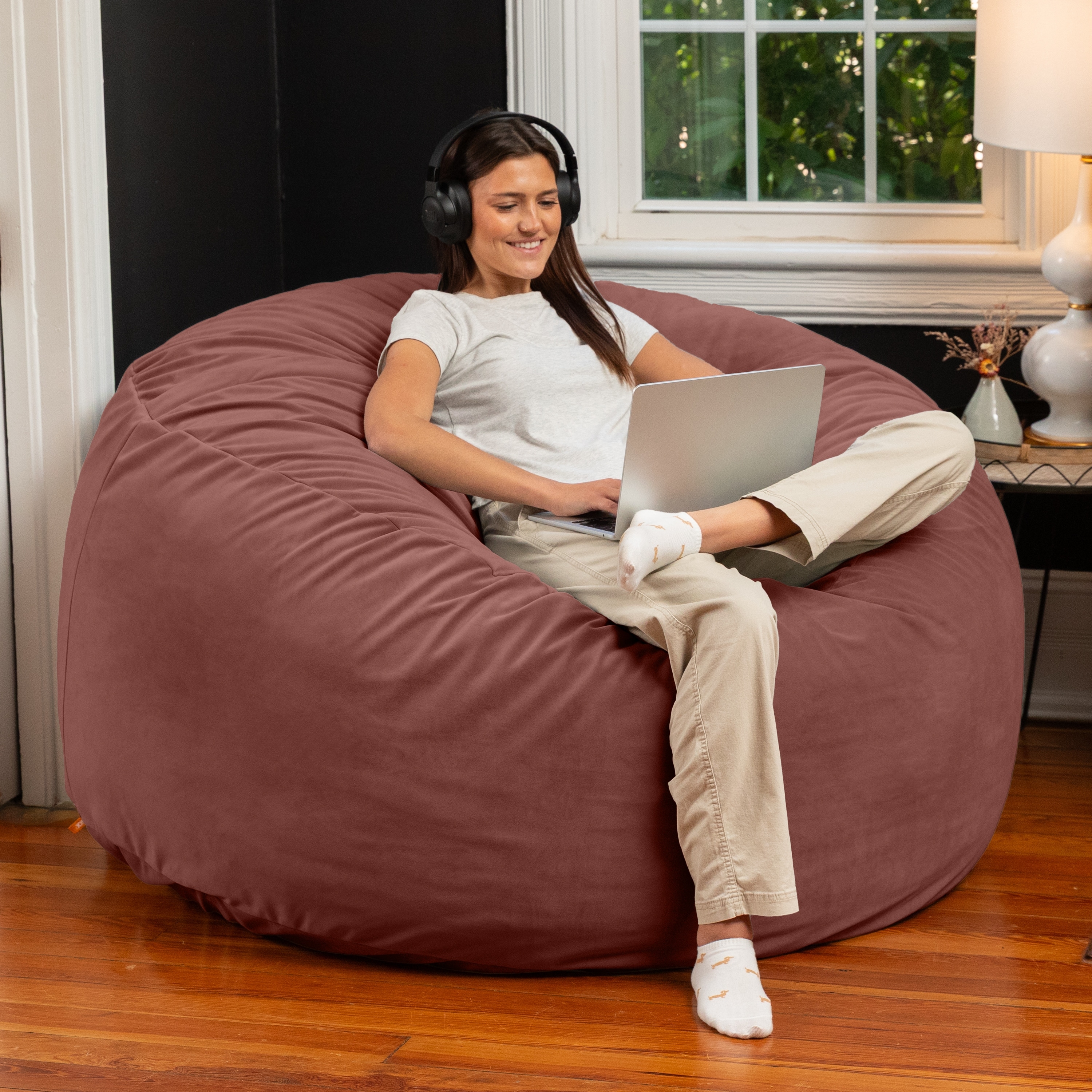 Jaxx 5 Foot Saxx - Large Round Bean Bag Chair for Adults