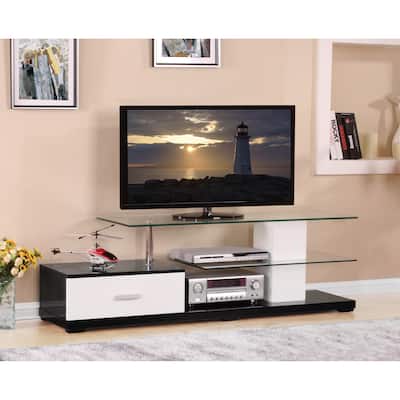 Ivana White & Black Finish TV Stand