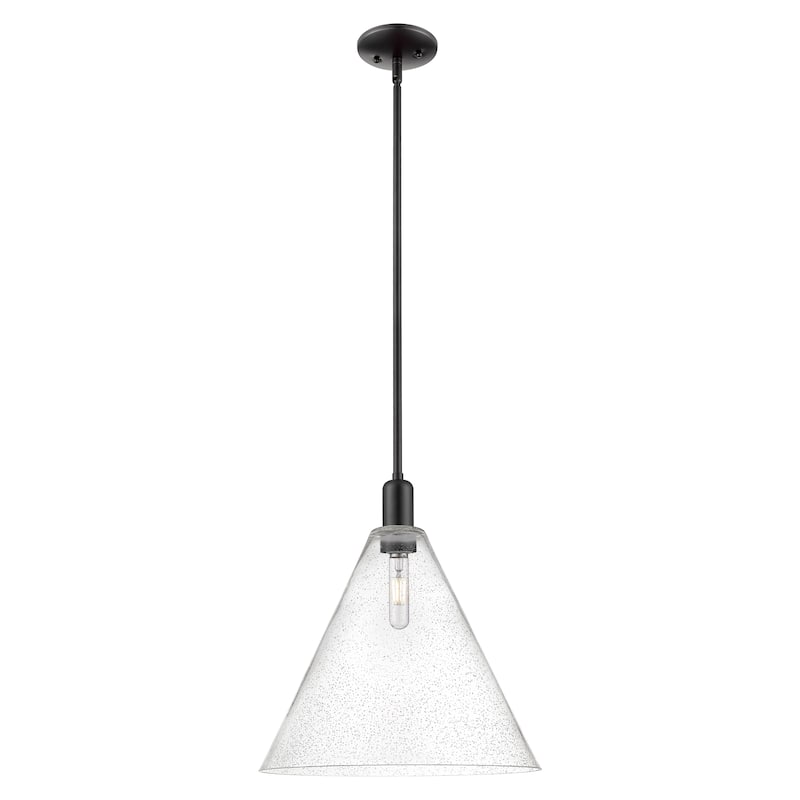 Innovations Lighting Endless Possibilities Arcadia - Berkshire Glass - 1 Light 16" Stem Hung Mini Pendant - Seedy/Matte Black