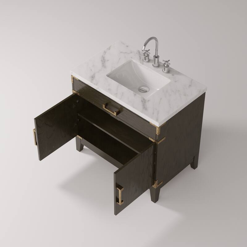 Laurel Bath Vanity Carrara Marble Top, Sink and Faucet