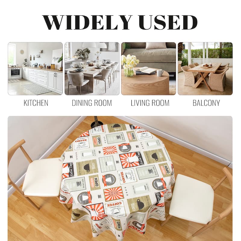 2025 Best Choice Retro Cofee Print tablecloth Great Flannel