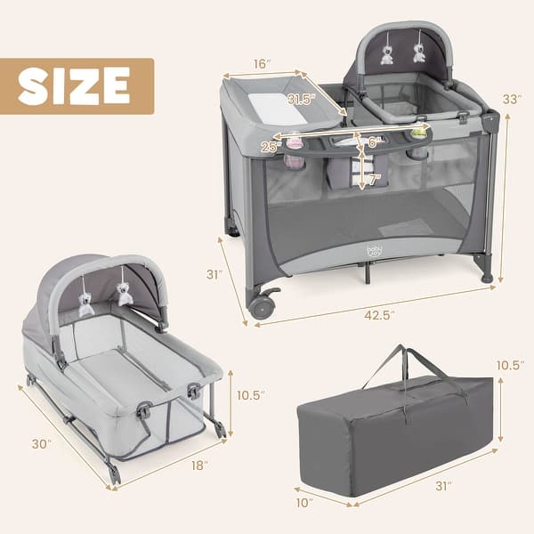 Babyjoy 5 in 1 Portable Baby Playard Nursery Center with Cradle & - See Details