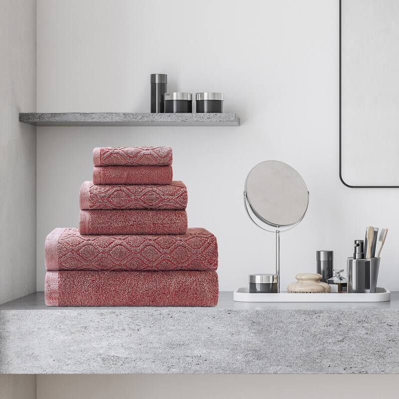 Superior 100% Cotton Jacquard Denim 6-Piece Wash Towel Set