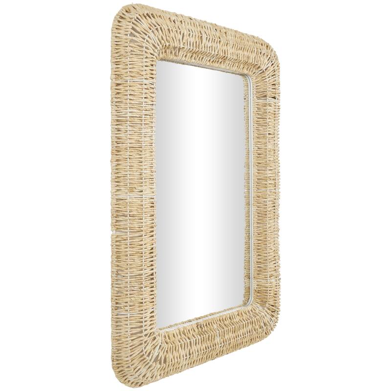 Jute Rope Handmade Woven Wall Mirror - Brown - Roche River Decor