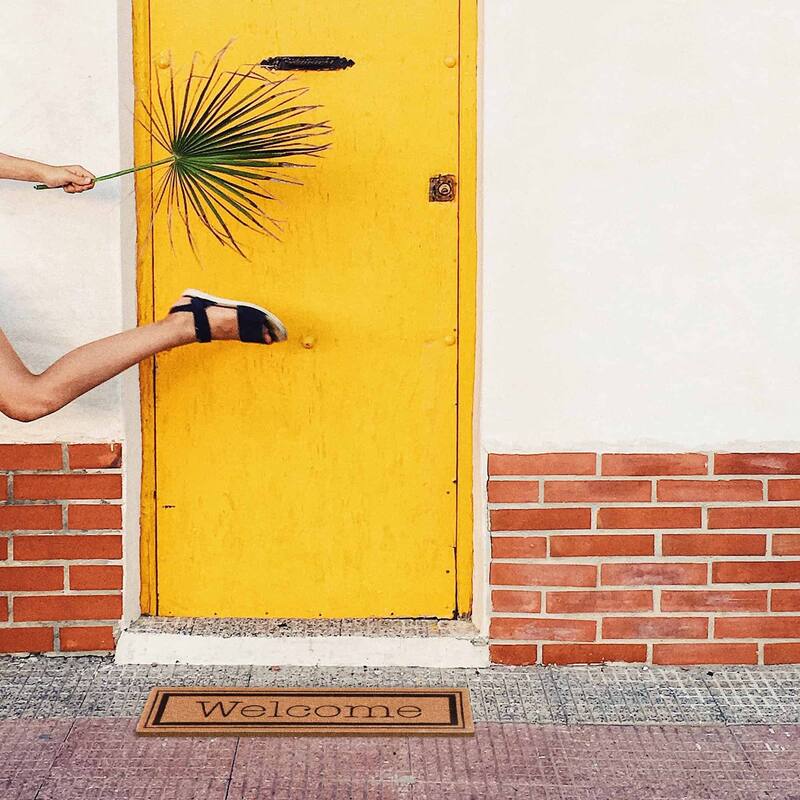 Welcome 30x10 Long Sheltered Front Door Mat Coco Natural
