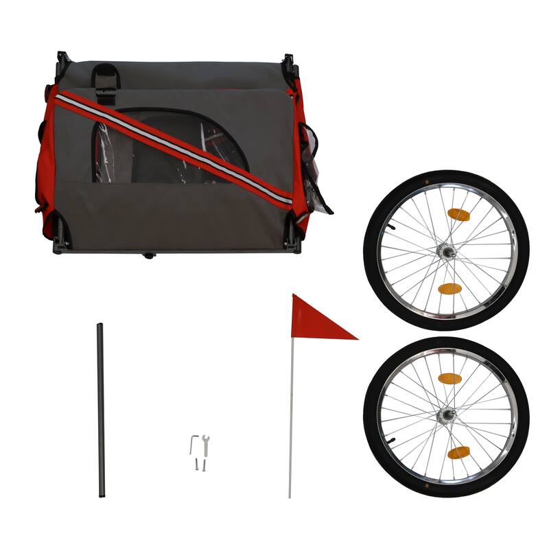 Durable Dog Bike Trailer with 20-Inch Wheels, Zippered Mesh Doors, and 88lb Capacity