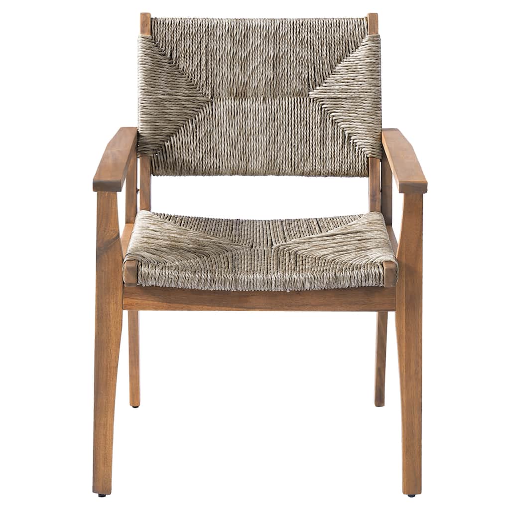 Christopher Knight Home - Outdoor Acacia Wood Dining Chair with Handwoven Wicker Seat (Set of 2)