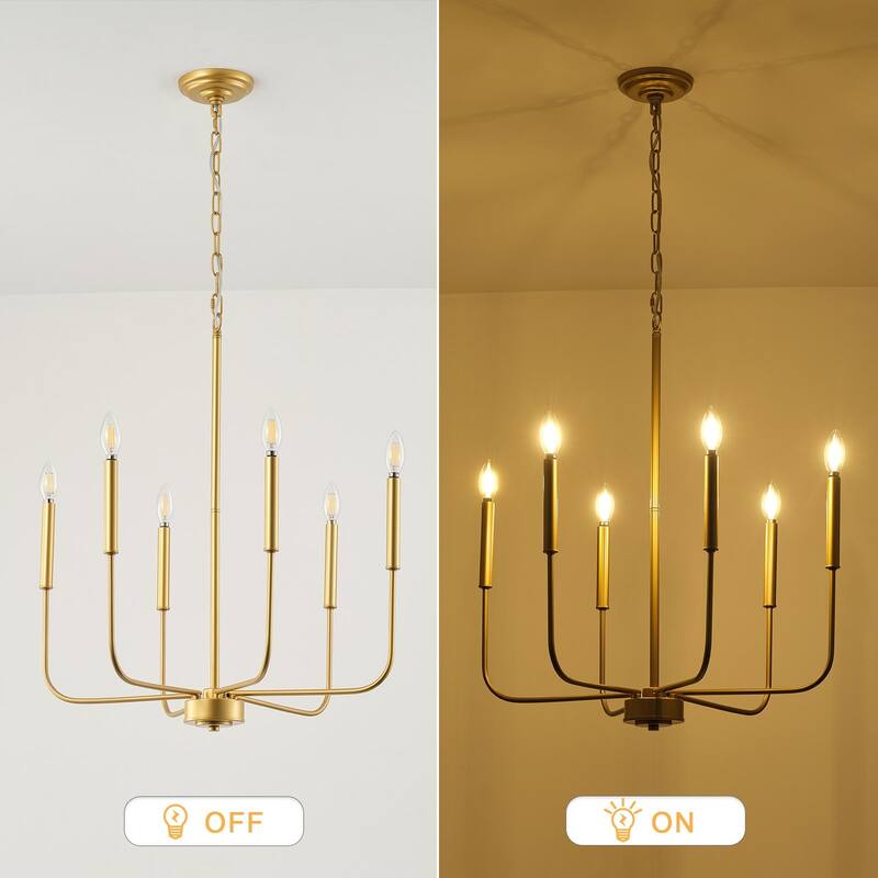 Starsky 6-Light Candle-Style Mid-Century Modern Farmhouse Traditional Classic Candle-Style Chandelier