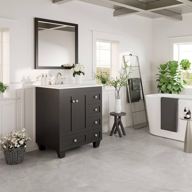 Acclaim 28"W ES Bath Vanity with Carrara Quartz Top and Undermount Sink - 28''