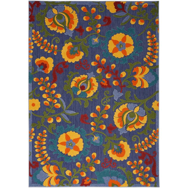 Copper Grove Alyssum Multicolor Indoor/Outdoor Rug. - 5'3" x 7'5" - Blue/Navy