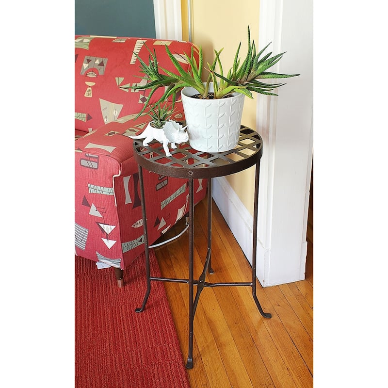 Achla Designs Large Round Table Flowers Plant Stand, 25 Inch Tall, Roman Bronze Powder Coat Finish
