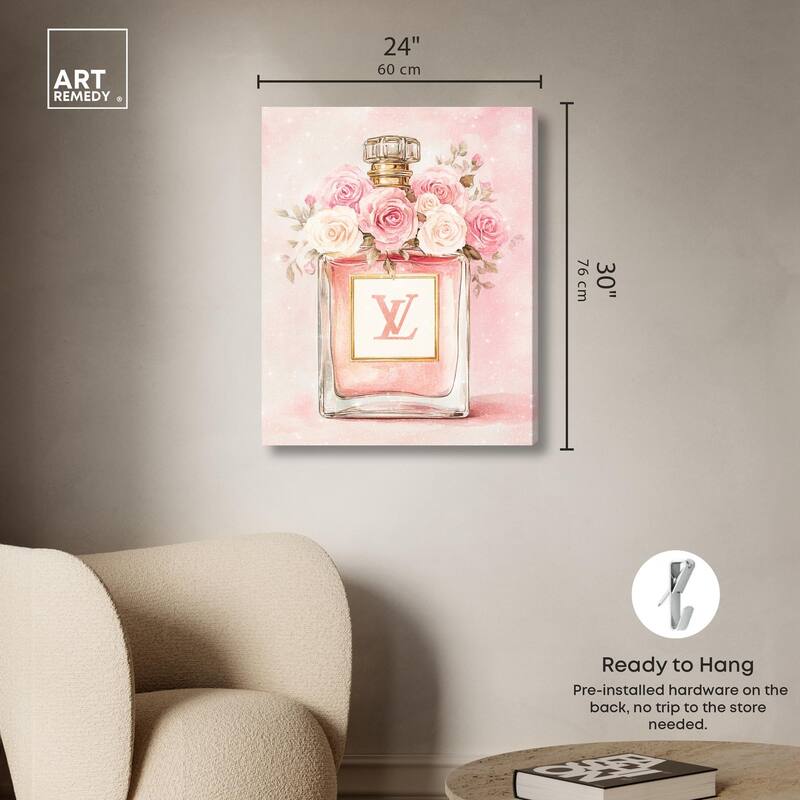 Delicate Floral Perfume Blush Canvas by Art Remedy, Gallery Wrapped