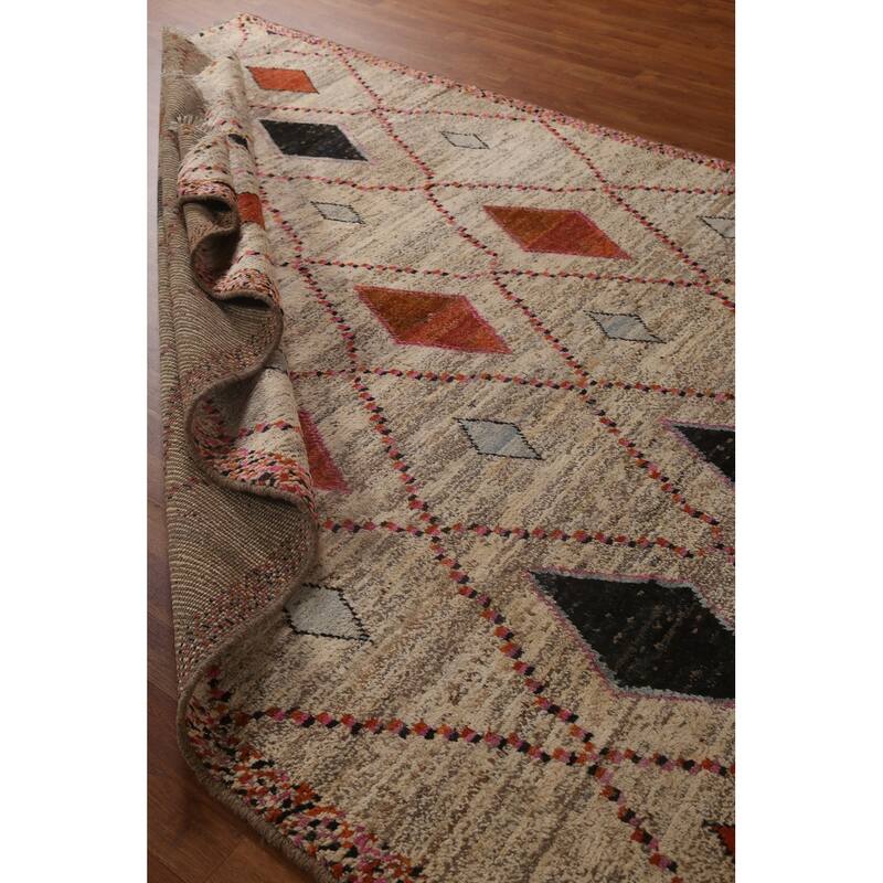 Trellis Moroccan Contemporary Area Rug Handknotted Wool Carpet 6'8