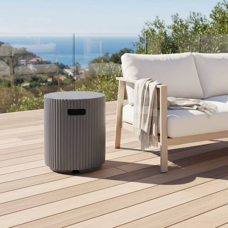 Christopher Knight Home - Lecce 17x19.9" Outdoor MgO Propane Tank Holder/Side Table for Multiple Use