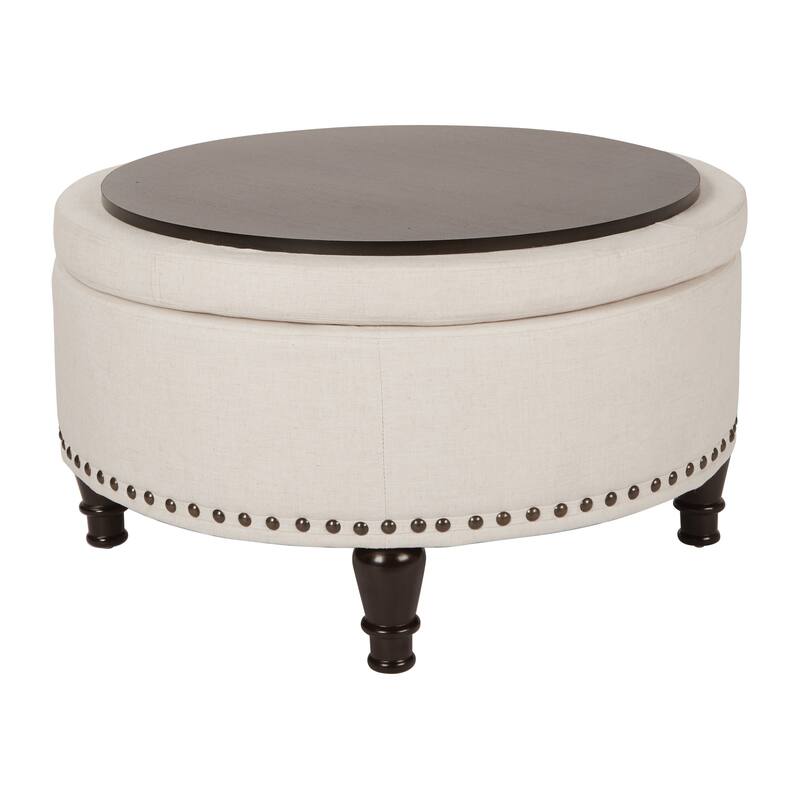Copper Grove Strawflower Round Storage Ottoman