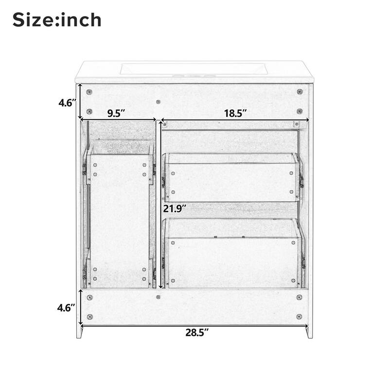 30" Bathroom Vanity Set with Three Drawers