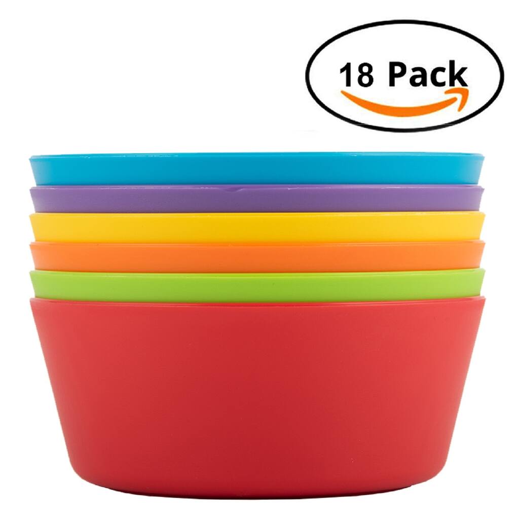 Plastic Bowls For Kids18-Piece| Round Bowls Multicolor