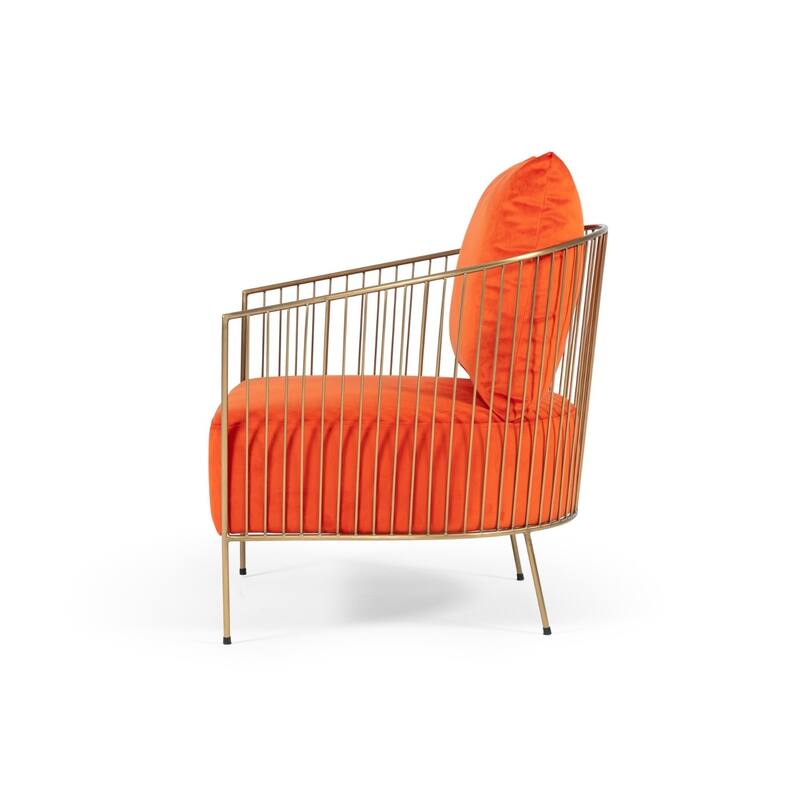Modrest Loveland Glam Orange Velvet Accent Chair