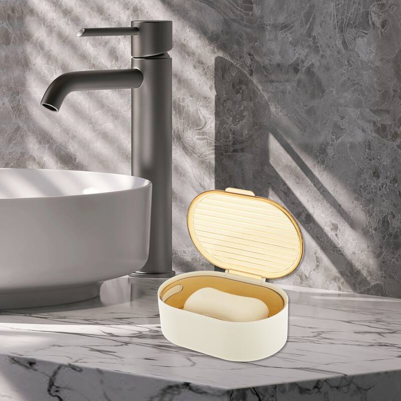 Portable Double Layer Soap Dish for Bathroom 5.91"x4.33"x2.17" 1 Pc - Clear Yellow