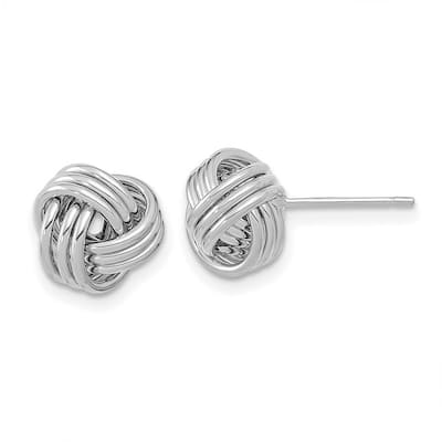 Curata 14k Yellow or White Gold 10mm Ribbed Polished Triple Love Knot Post Earrings