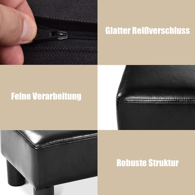 Gymax PU Leather Ottoman Rectangular Footrest Small Stool - See Details