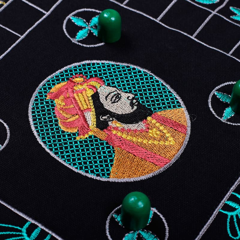 Novica Handmade Game Of Royals At Night Embroidered Cotton Ludo Game
