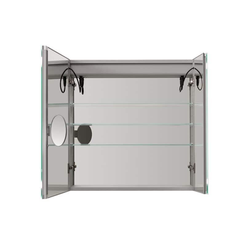 AQUADOM Royal Basic Q LED Medicine Cabinet, Defogger, 3X Vertically Adjustable Magnifying Mirror - 30"x30"x5"