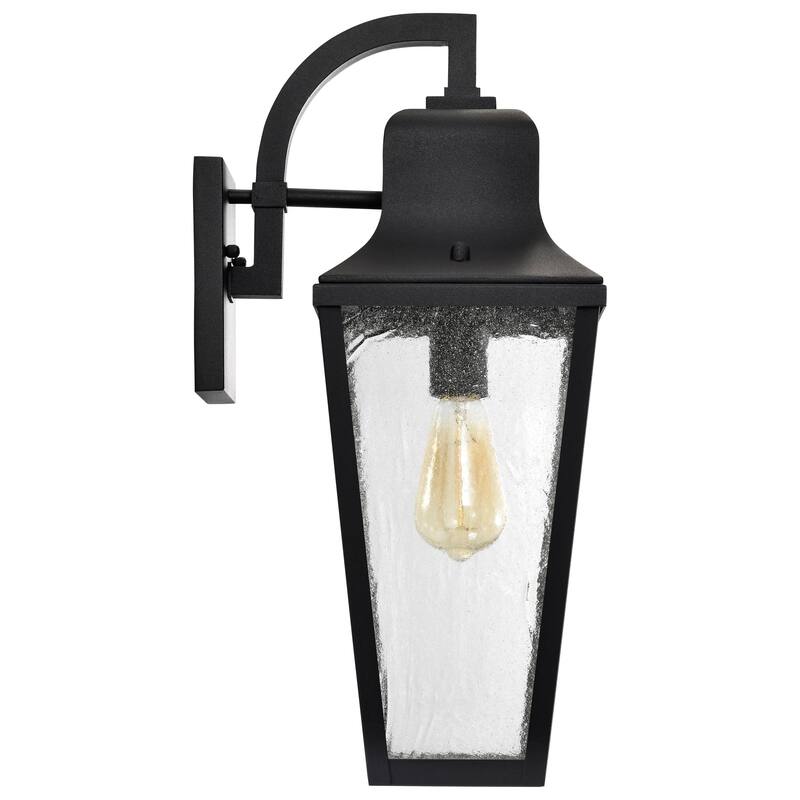 Lawrence 1 Light Large Wall Lantern Matte Black with Clear Seeded Glass