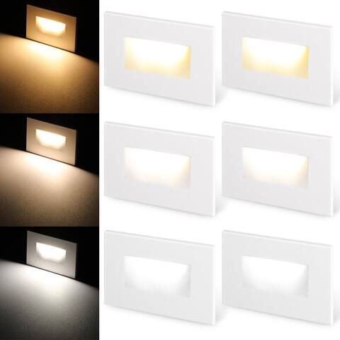 6-Pack 3CCT LED Step Lights, Dimmable 3.5W Indoor Outdoor Stair Light