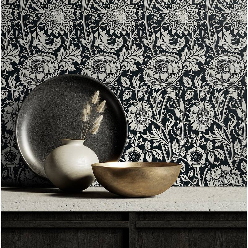 Seabrook Designs Tonal Floral Trail Nonwoven Unpasted Wallpaper