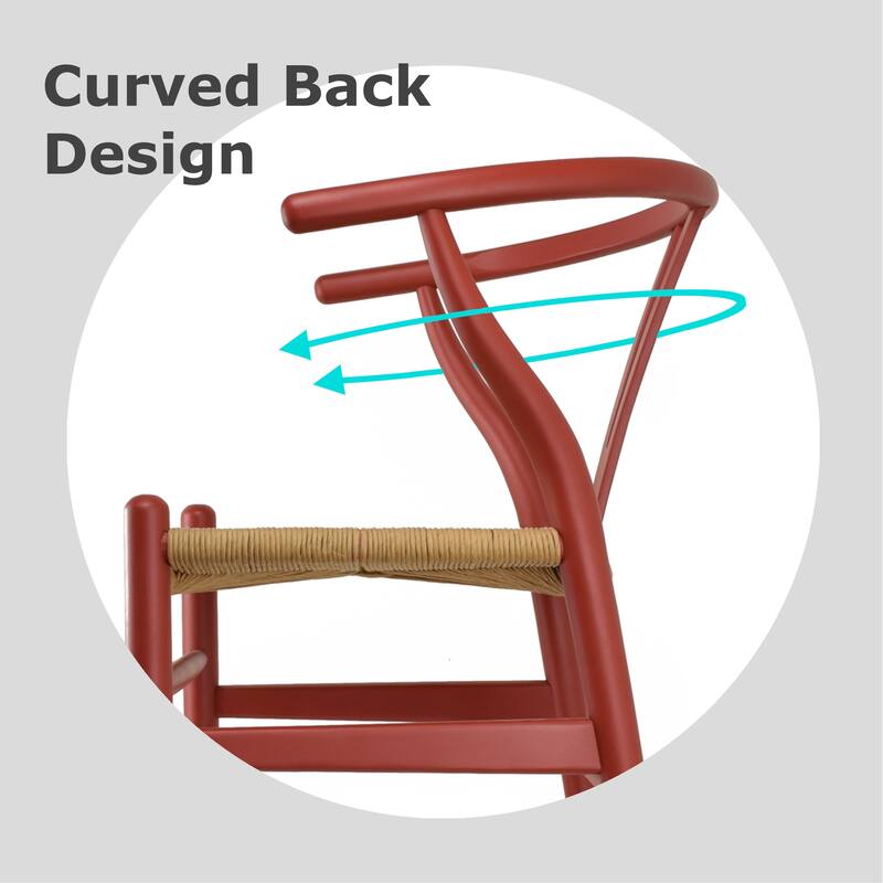 Modern Dining Chair with Woven Paper cord Seat, Solid Wooden Farmhouse Y Back Elbow Side Chair