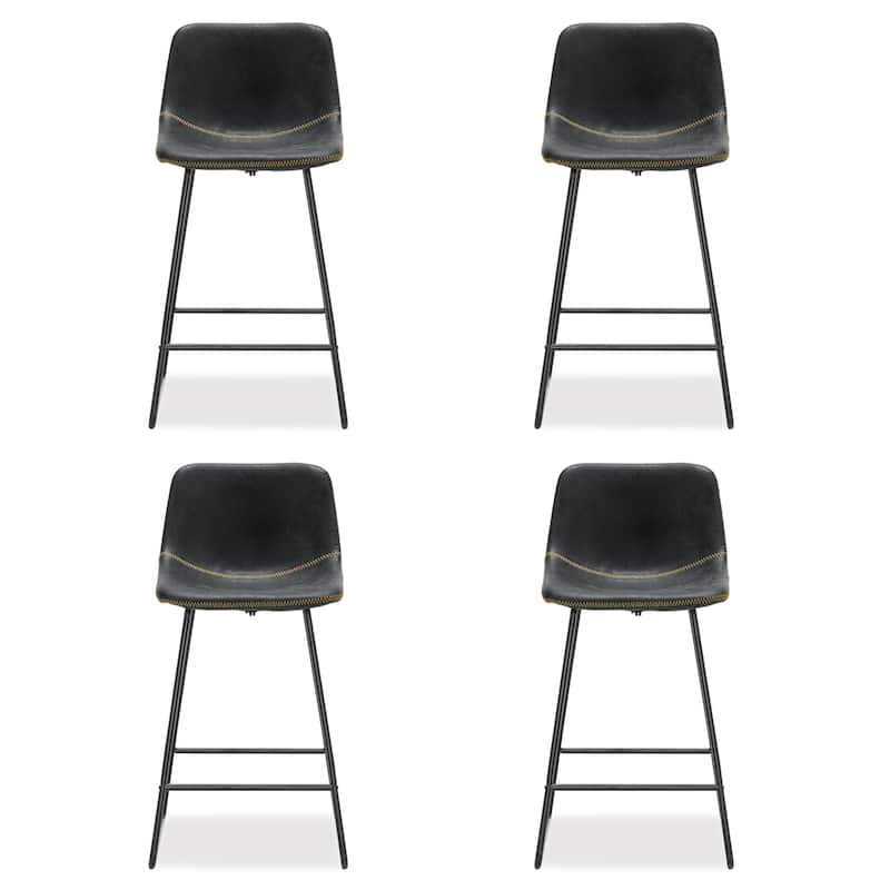 LUE BONA Modern Faux Leather Metal Frame Counter Height Bar Stools (Set of 4)