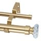preview thumbnail 1 of 4, MERIVILLE 1-Inch Diameter Double Window Curtain Rod, Cut Crystal Finial Gold - 28"-48"