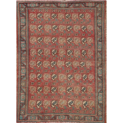 Geometric Tabriz Persian Vintage Rug Handmade Wool Carpet - 3'6"x 4'8"